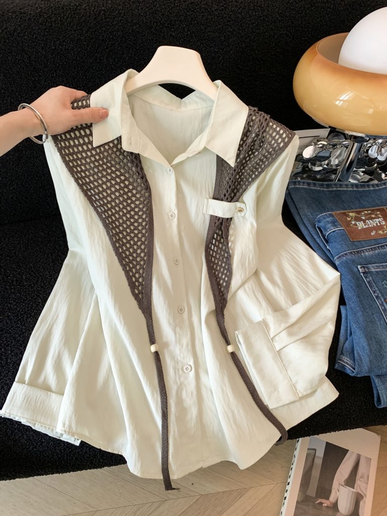 Early Autumn Polo Collar Long Sleeve Shirt Two Piece Set